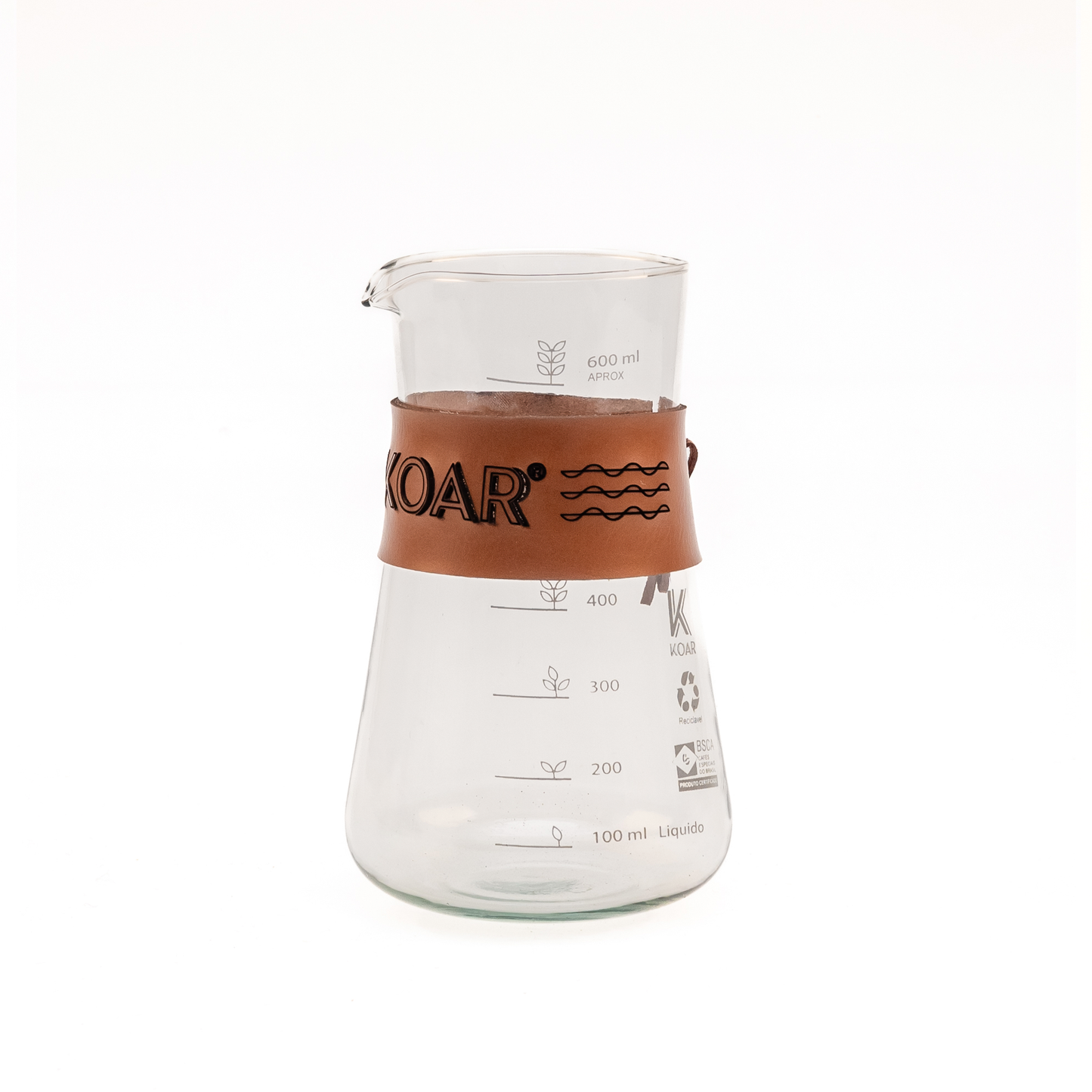 Decanter de vidro c/faixa em couro castanho - KOAR