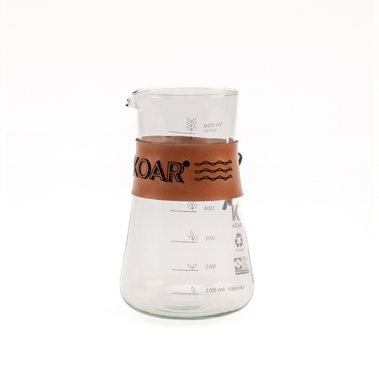 Decanter de vidro c/faixa em couro castanho - KOAR
