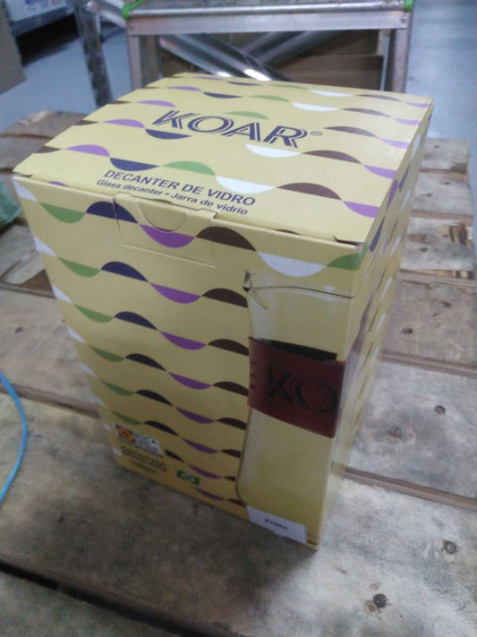 Decanter de vidro c/faixa em couro preto - KOAR